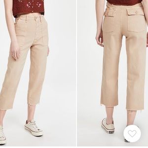 MOTHER The Patch Pocket Private Ankle Jeans - Khaki